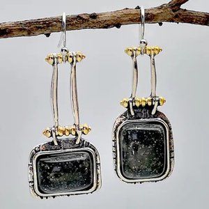 925 Silver Plated Boho Asymmetrical Drop Earrings - NEW